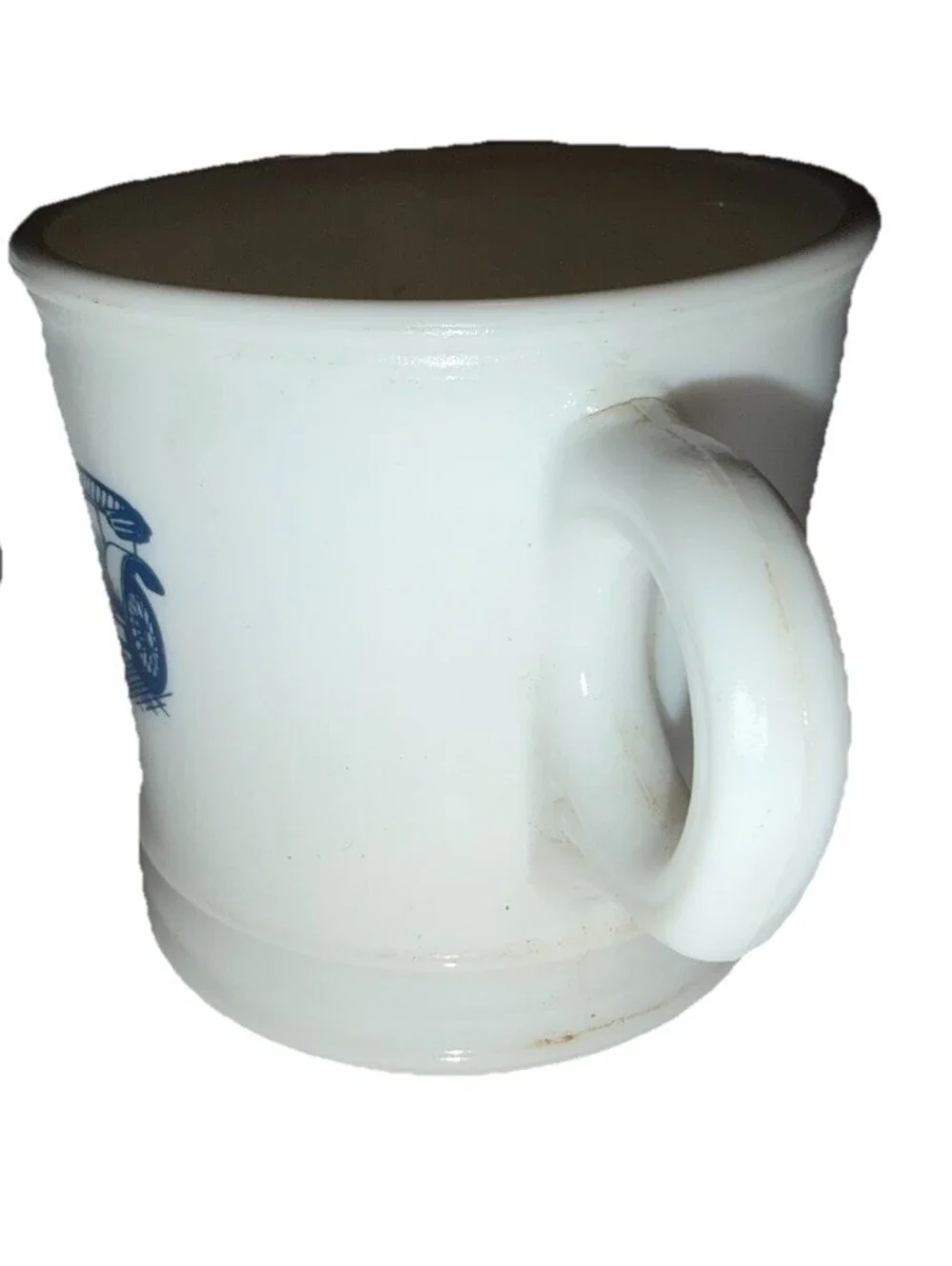 Vintage Shaving Mug Cup Rolls Royce 1907 Surrey White Milk Glass Mens Grooming